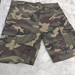CSG Cargo Shorts Mens 40 Green Camo Ripstop Multi Pocket Military Utility